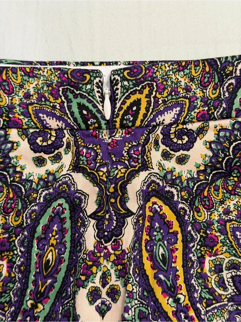 J. Crew Paisley Pencil Skirt in Purple, Cream and Green